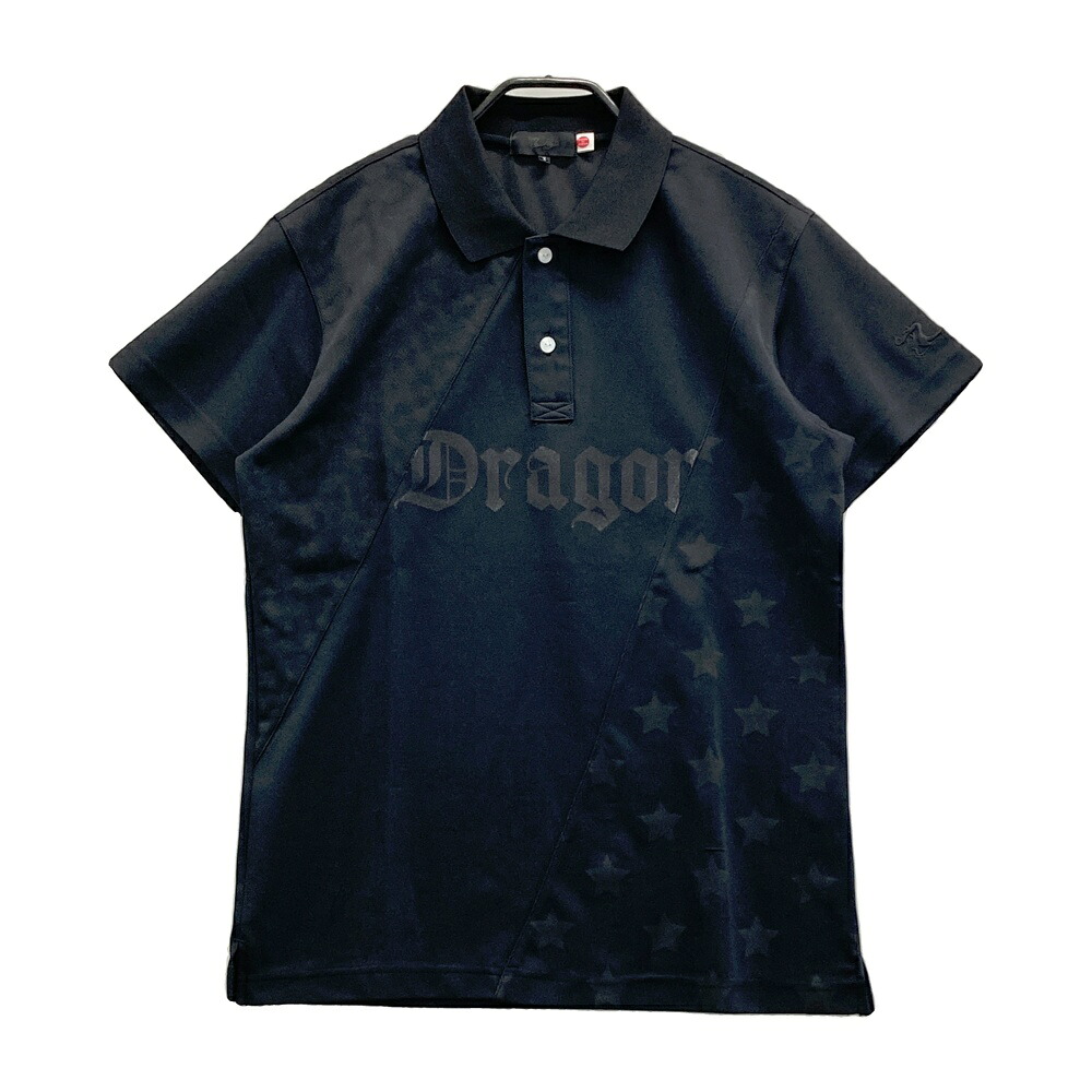 DANCE WITH DRAGON ダンスウィズドラゴン  半袖スポーツシャツ 星 レオパード柄 黒いこと系 2 【中古】ゴルフお召しもの メンズ