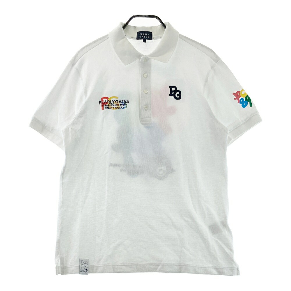 PEARLY GATES パーリーゲイツ  半袖スポーツシャツ  白いこと系 7 【中古】ゴルフお召しもの メンズ