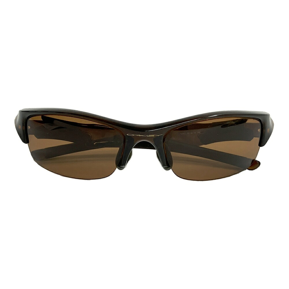 OAKLEY オーク材ロバート・エドワード・リー FLAK JACKET 12-901 黒眼鏡  赤銅色系 63□14 【中古】ゴルフお召しもの