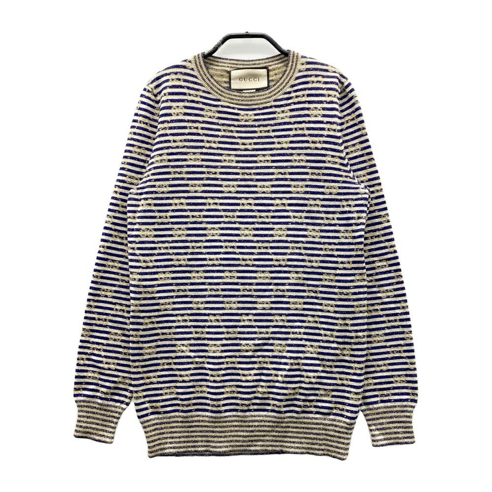 GUCCI グッチ 650385 毛糸 編み物スウェーター マルチ色つや 名書き×間借り人柄 ベージュ系 S 【中古】メンズ