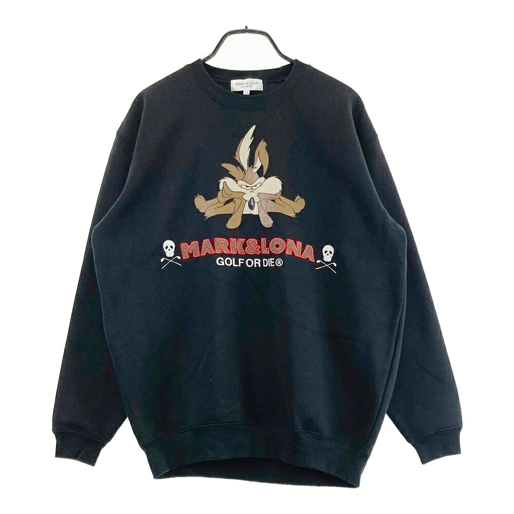 MARK&LONA マークアンドロナ &times;LOONEY TUNES 裏起毛 スウェットトレーナー ブラック系 48 【中古】ゴルフウェア メンズ｜中古ゴルフウェア通販STST