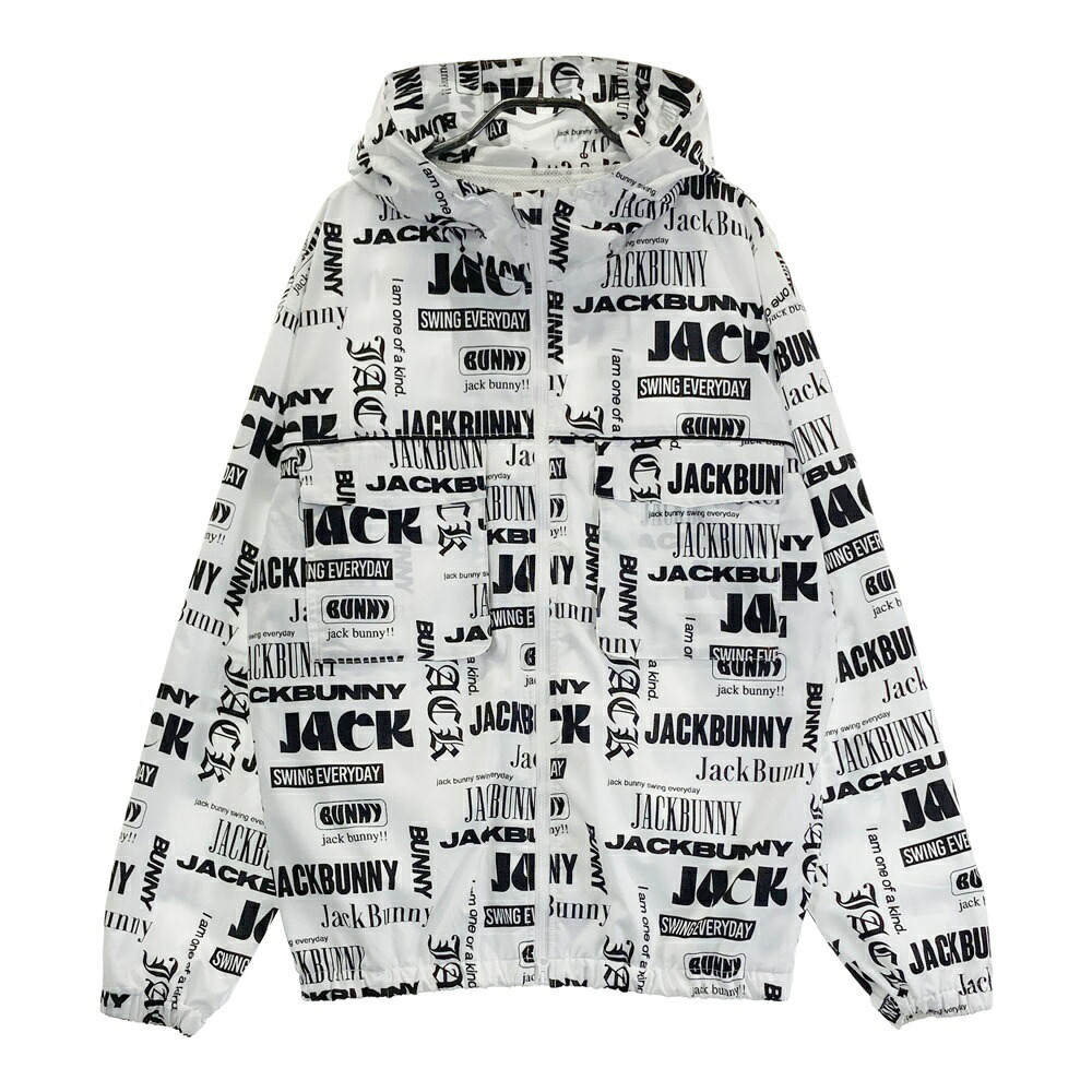 JACK BUNNY ジャックバニー 2024年モデル 裏メッシュ ジップパーカー ロゴ 総柄 ホワイト系 5 【中古】ゴルフウェア メンズ｜中古ゴルフウェア通販STST