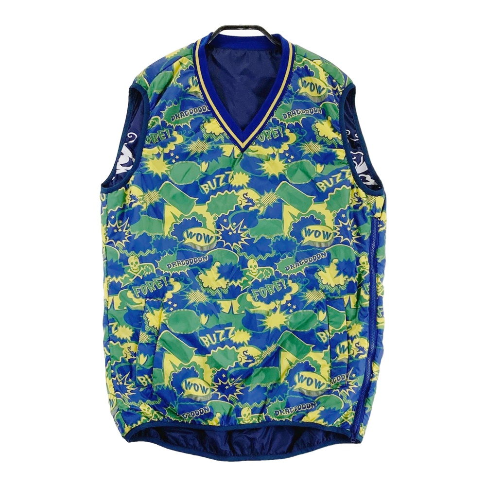 DANCE WITH DRAGON ダンスウィズドラゴン リバーシブル 中綿ベスト 総柄 ブルー系 3 【中古】ゴルフウェア メンズ｜中古ゴルフウェア通販STST