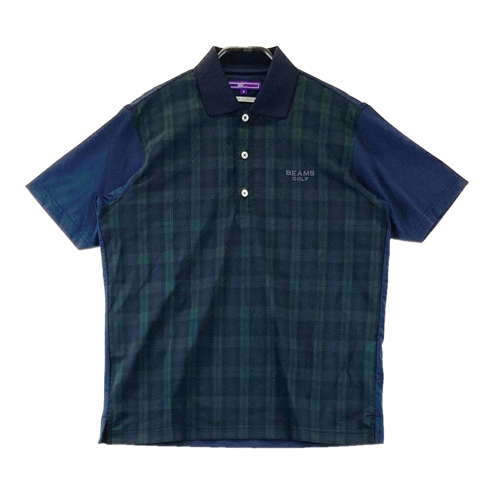 BEAMS GOLF ビームスゴルフ 2025年モデル デザイン切替 半袖ポロシャツ チェック柄 ネイビー系 S 【中古】ゴルフウェア メンズ｜中古ゴルフウェア通販STST 10,164円