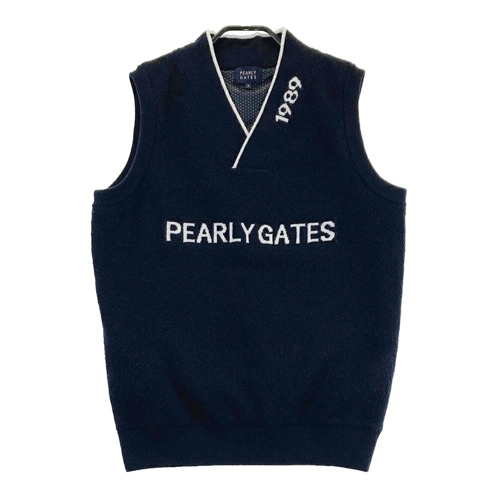 PEARLY GATES パーリーゲイツ 2024年モデル 裏地付き Vネック ニットベスト ネイビー系 4 【中古】ゴルフウェア メンズ|中古ゴルフウェア通販STST