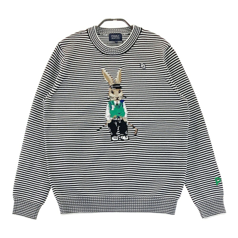 PEARLY GATES パーリーゲイツ ニットセーター ボーダー柄 ホワイト系 4 【中古】ゴルフウェア メンズ｜中古ゴルフウェア通販STST 12,355円