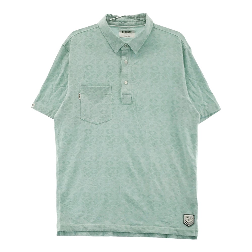 LINKSOUL/リンクソウル 半袖ポロシャツ 総柄 グリーン系 L 【中古】ゴルフウェア メンズ画像