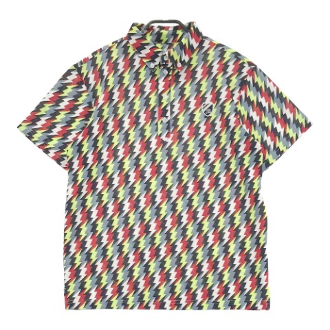JACK BUNNY ジャックバニー 半袖ポロシャツ ボタンダウン 総柄 グリーン系 5 【中古】ゴルフウェア メンズ