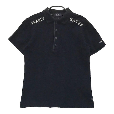PEARLY GATES パーリーゲイツ 半袖ポロシャツ グレンチェック柄 ネイビー系 3 【中古】ゴルフウェア メンズ