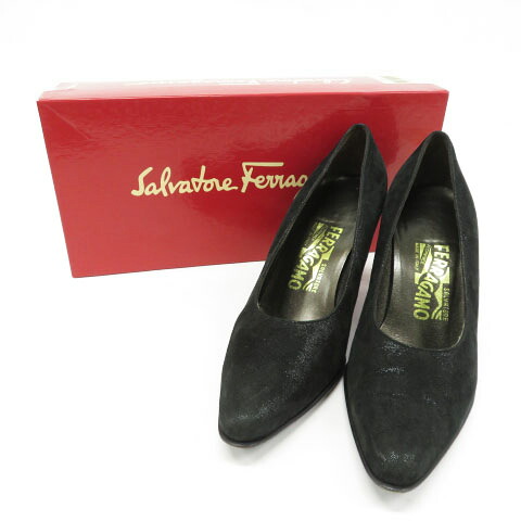 Salvatore Ferragamo サルヴァトーレ フェラガモ パンプス ブラック系 6 1/2 【中古】レディース