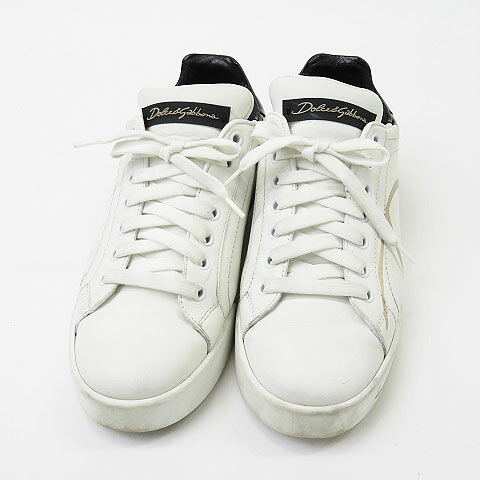 DOLCE \u0026 GABBANA ドルチェ アンド ガッバーナ  ポルトフィーノ なめし革スニーカー  白いこと系 37 【中古】レディース