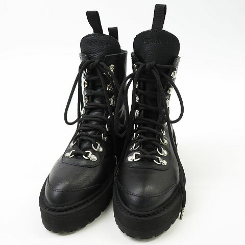 OFF-WHITE 象牙色  レザーハイキングブーツ  黒いこと系 36 【中古】レディース