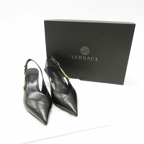 VERSACE ヴェルサーチ 2020 Safety Pin パンプス  黒いこと系 37 1/2 【中古】レディース