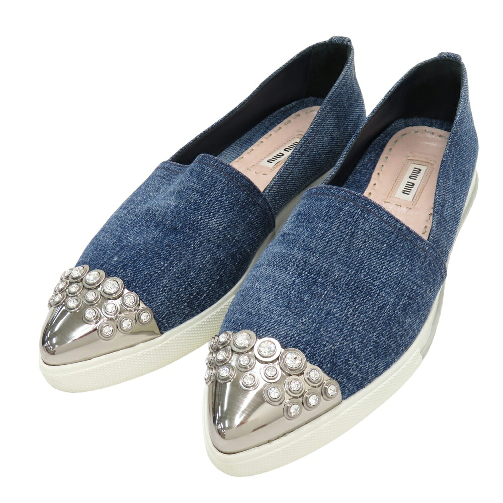 MIU MIU ミュウミュウ デニムスリッポン ネイビー系 35 1/2 【中古】レディース｜中古ゴルフウェア通販STST