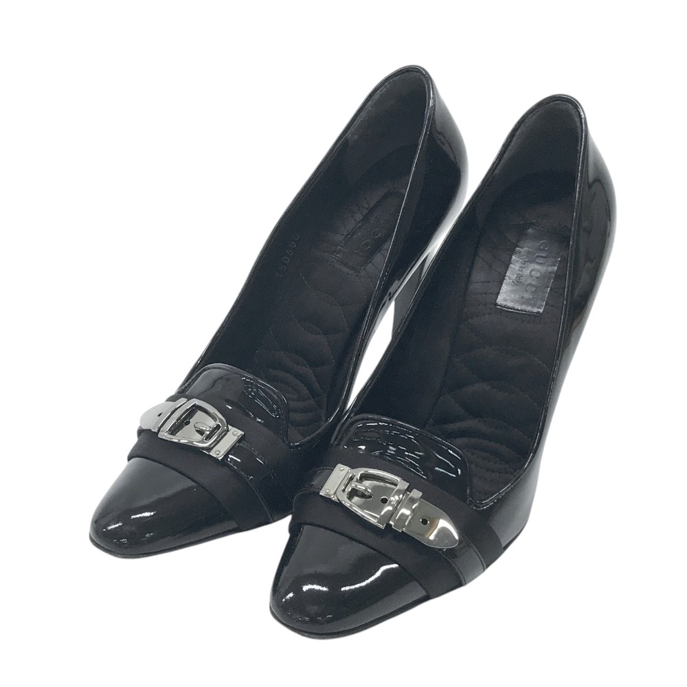 グッチ GUCCI ウエッジヒール パンプス 金具 黒 グッチ GUCCI ウエッジヒール パンプス 金具 黒 靴