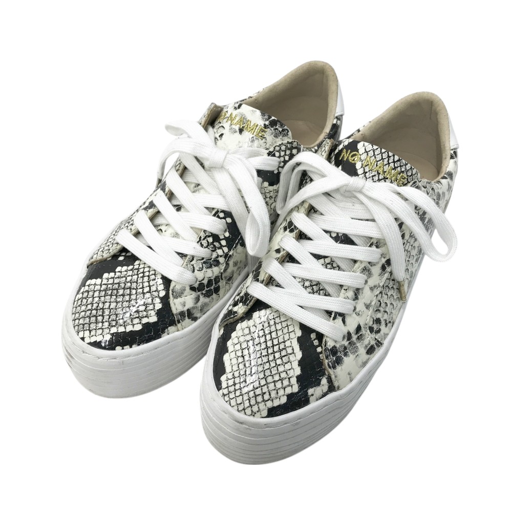 NO NAME ノーネーム luxury 厚底スニーカー パイソン柄 ホワイト系 36 【中古】レディース