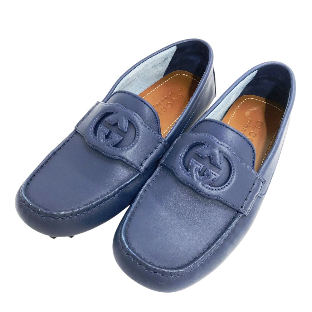 GUCCI グッチ 730148 インターロッキングG ドライビングシューズ ブルー系 4 1/2 【中古】レディース|中古ゴルフウェア通販STST