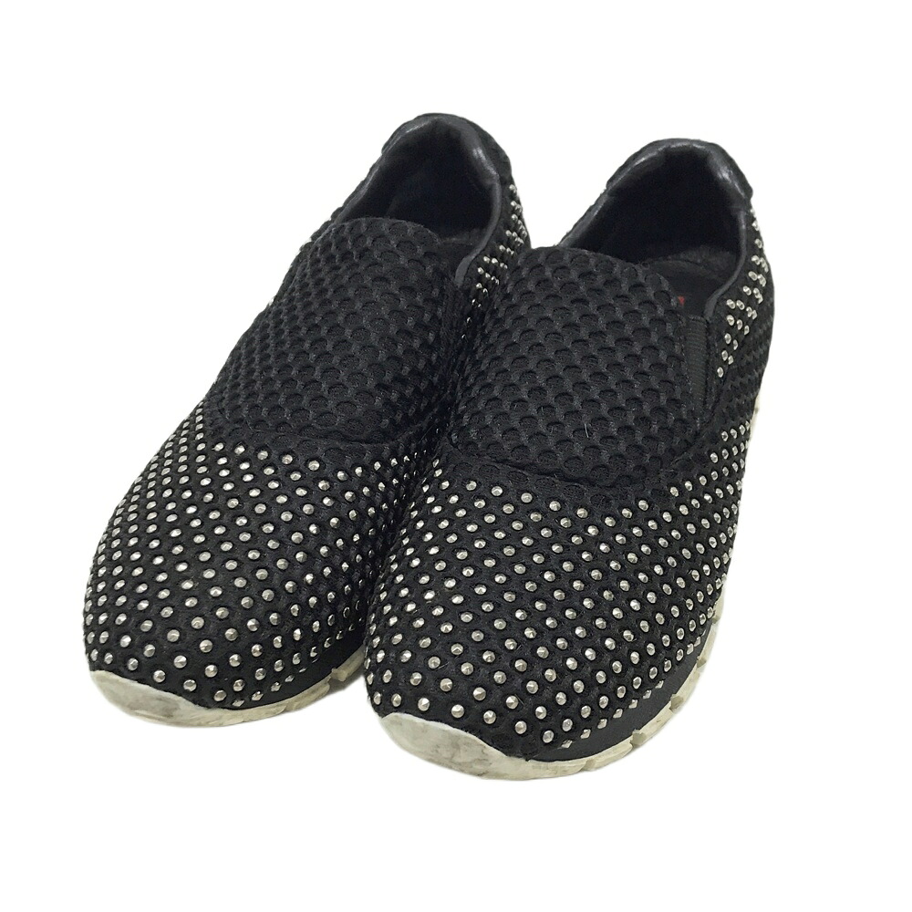 PRADA SPORT プラダ 運動競技 3S 6150 スニーカー メッシュ スタッズ  黒いこと系 37 【中古】レディース