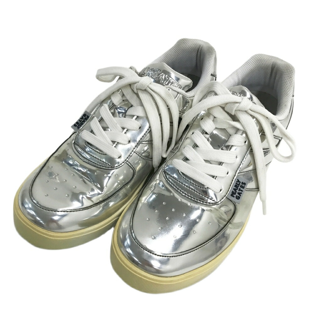 PEARLY GATES パーリーゲイツ 053-0292104 ゴルフシューズ シルバー系 23.5cm 【中古】ゴルフウェア レディース