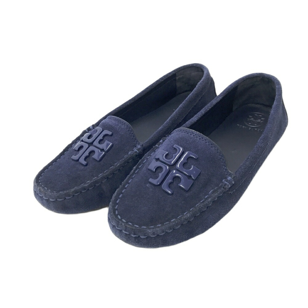 TORY BURCH トリーバーチ スエード ローファー ネイビー系 5.5M 【中古】レディース