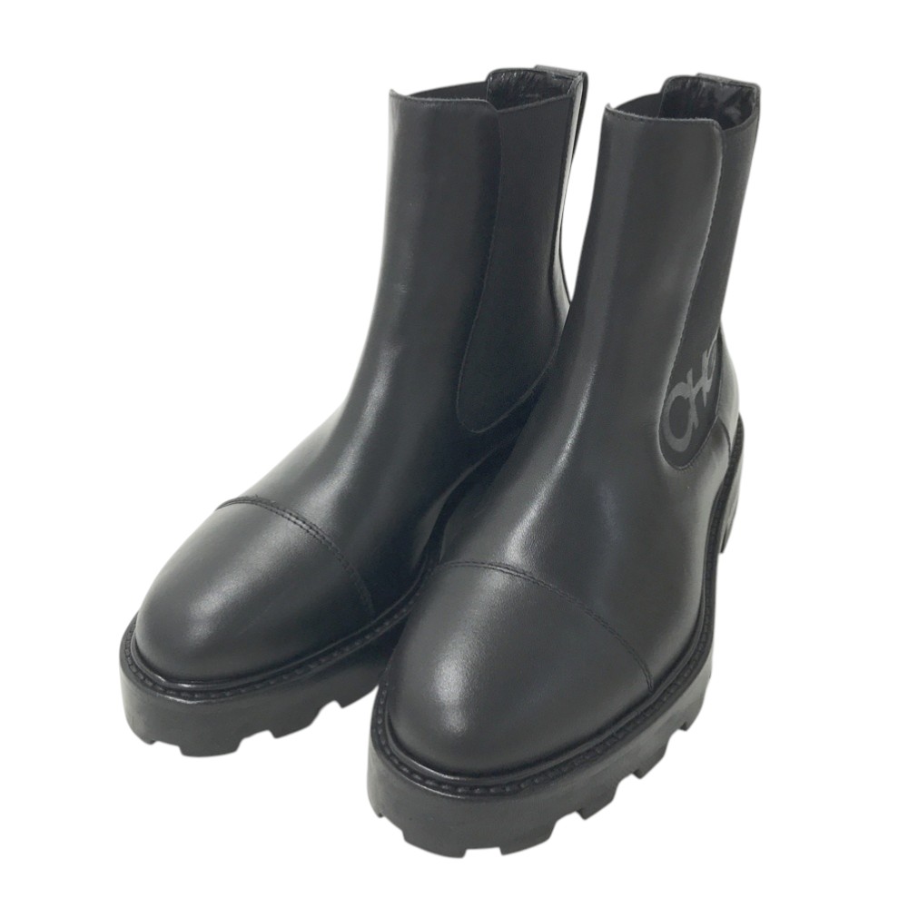 JIMMY CHOO ジミーチュウ  チェルシー サイドゴアブーツ ロゴタイプ  黒いこと系 36 1/2 【中古】レディース