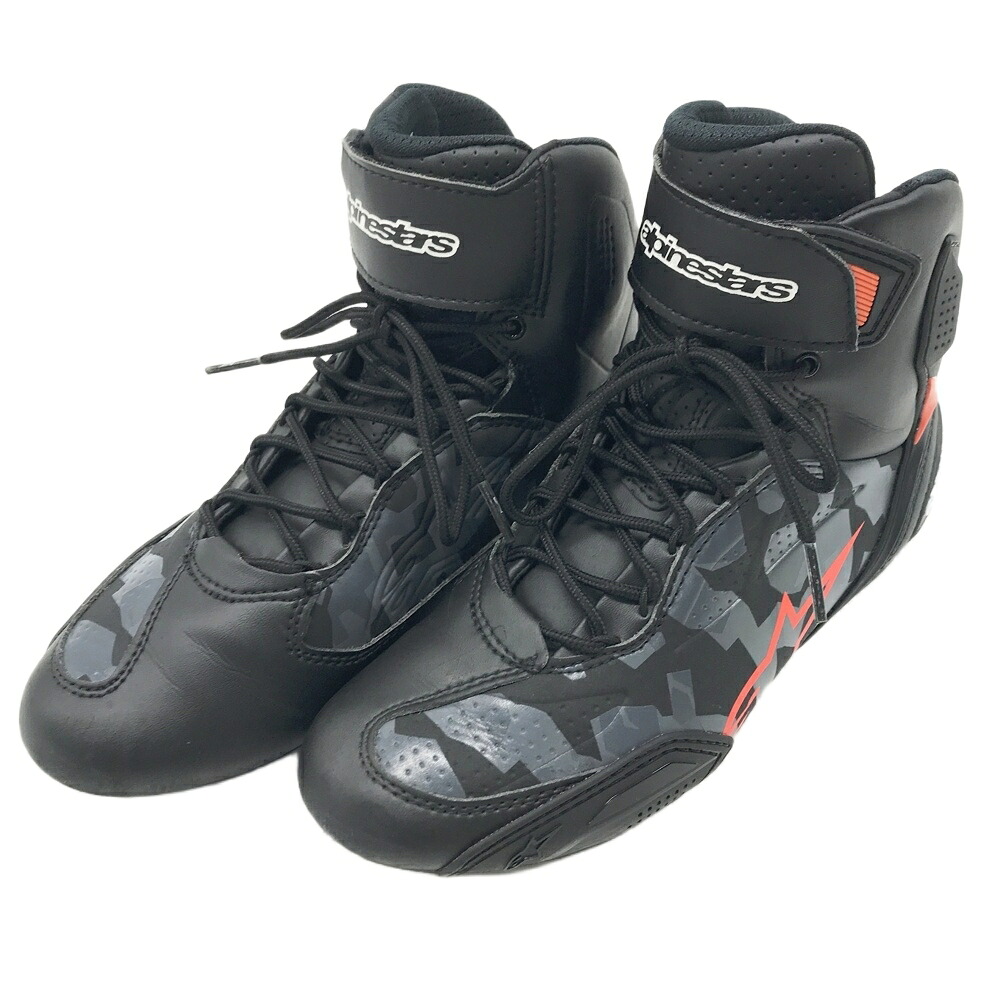 alpinestars アルパインスターズ 2510219 FASTER-3 ライディングシューズ ブラックグレーカモレッドフロー ブラック系 US6 【中古】バイクウェア メンズ