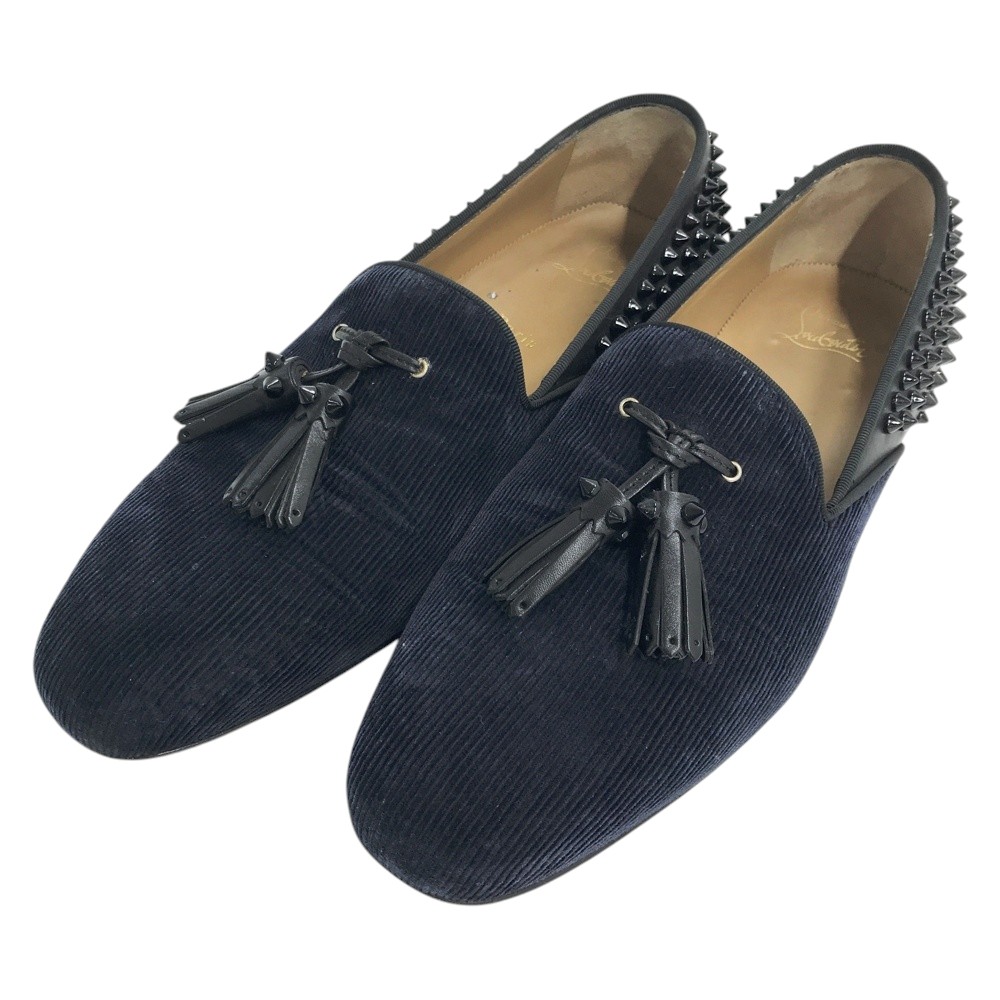 CHRISTIAN LOUBOUTIN クリスチャン ルブタン コーデュロイ タッセルローファー スタッズ ネイビー系 42 【中古】メンズ|中古ゴルフウェア通販STST