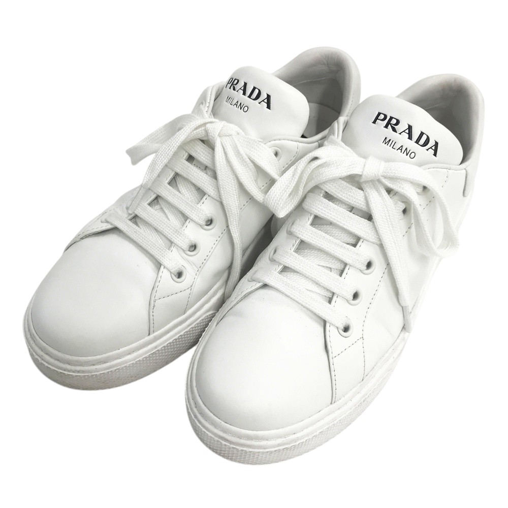 PRADA プラダ 1E621M スニーカー  白いこと系 37 【中古】レディース