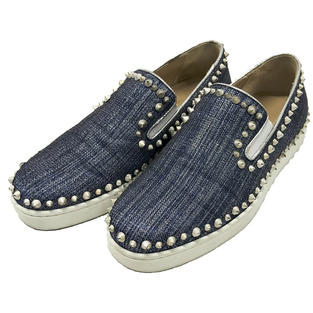 CHRISTIAN LOUBOUTIN クリスチャン ルブタン  スタッズ スリッポン  米国海軍系 39 【中古】メンズ