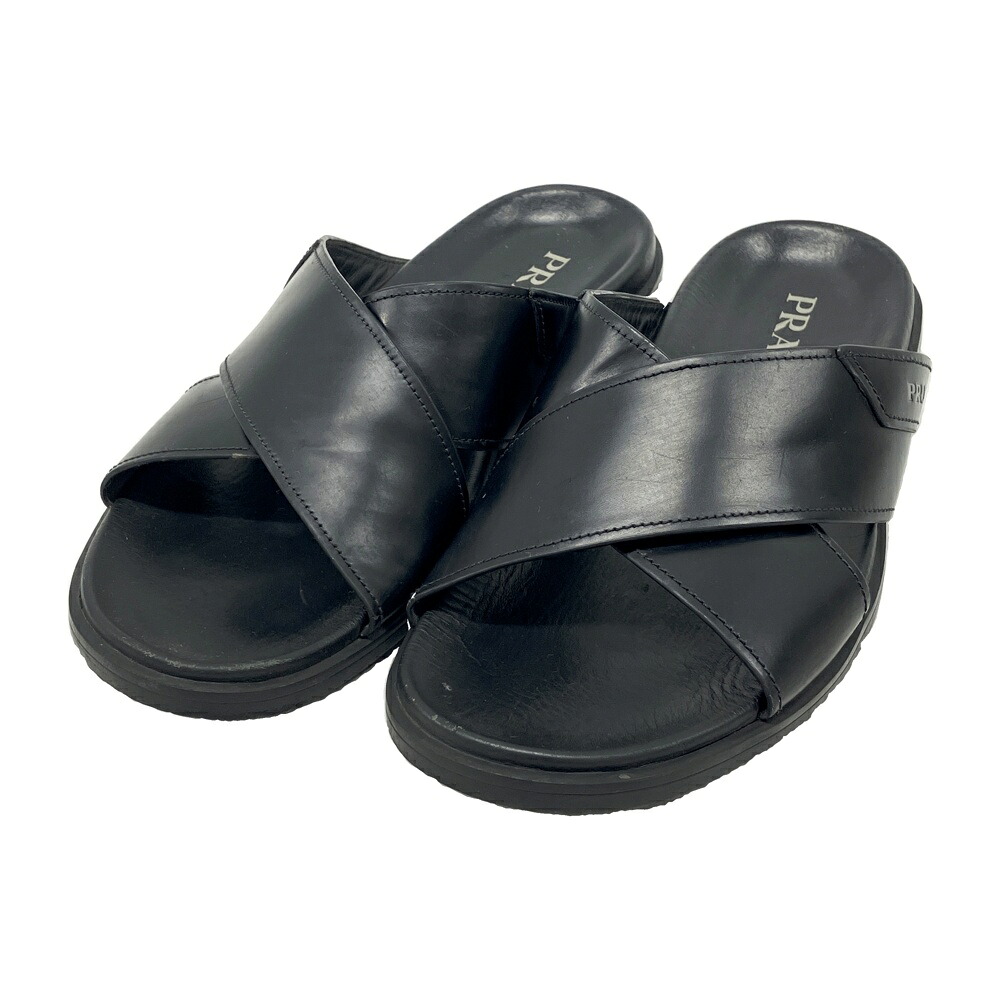 PRADA プラダ 2X 3058 クリスクロス スライドサンダル ブラック系 7 1/2 【中古】メンズ｜中古ゴルフウェア通販STST