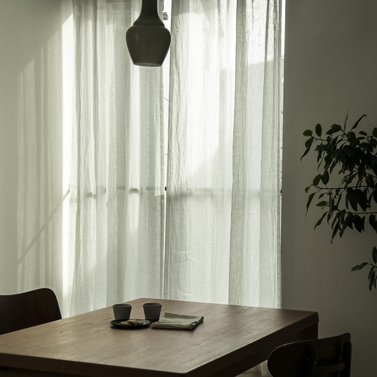 LINEN & BASIC/ガーゼカーテン W120×H135cm 2枚組