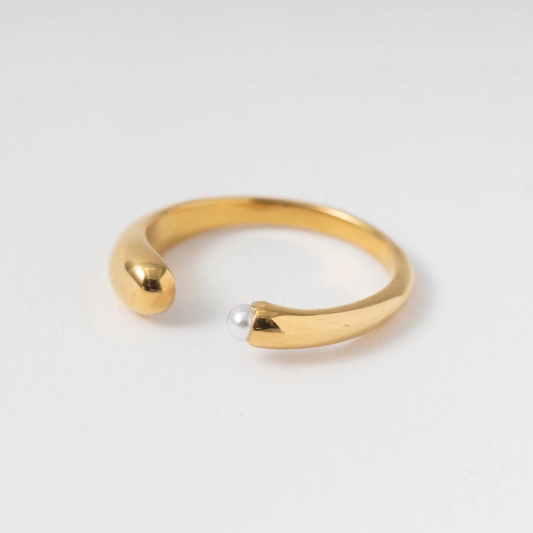 0910/stainless steel petit pearl ring ゴールド / 14号