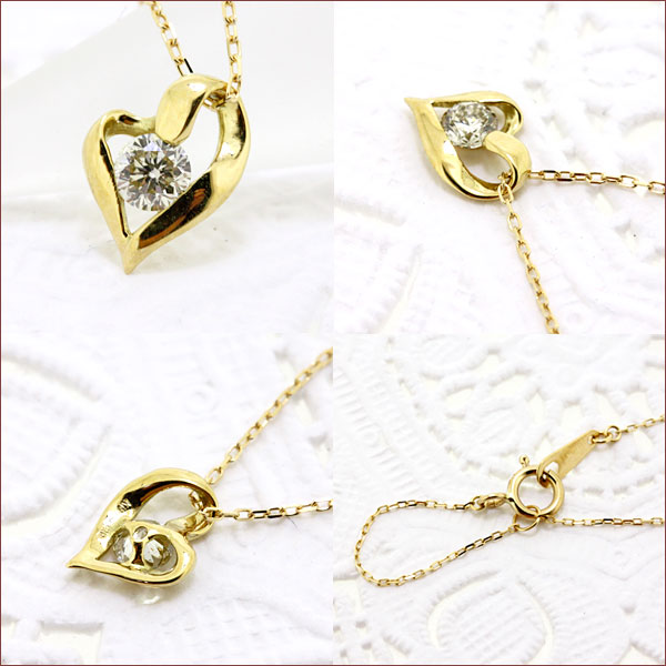 【楽天市場】【あす楽対応】 ダイヤモンド ネックレス ハート ネックレス 一粒ダイヤ ネックレス k18 ダイヤ ネックレス ハート
