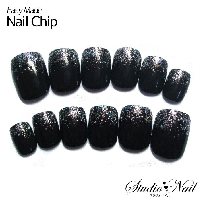 楽天市場】オーダー ネイルチップ ショート ジェル ブラック 3D