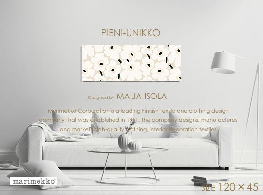 ファブリックパネル ファブリックボード marimekko マリメッコ PIENI-UNIKKO(BEI4)ピエニウニッコ[SIZE：W120×H45糎]御手柔らかにパステル色の感触