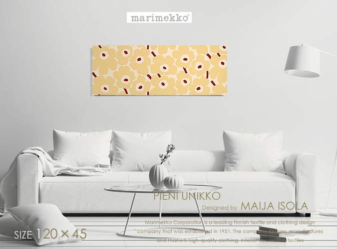 ファブリックパネル ファブリックボード marimekko マリメッコ PIENI-UNIKKO(YRBE)ピエニウニッコ[SIZE：W120×H45糎]気どらずにや優しいことを感じさせる色つや輪っか