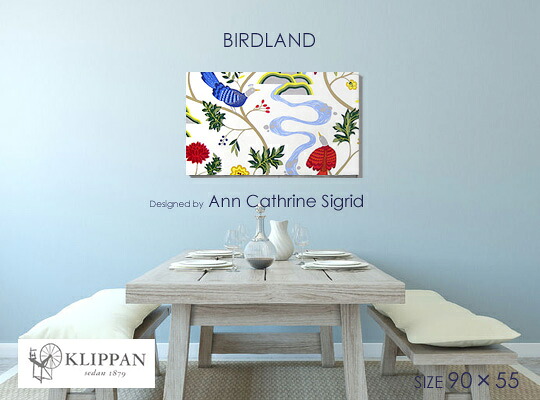 【ファブリックパネル】 ファブリックボード BORAS社/ボラス BIRDLAND（WHT）/バードランド 【北欧 ファブリック】 [SIZE：W90cm&times;H55cm］｜racOra