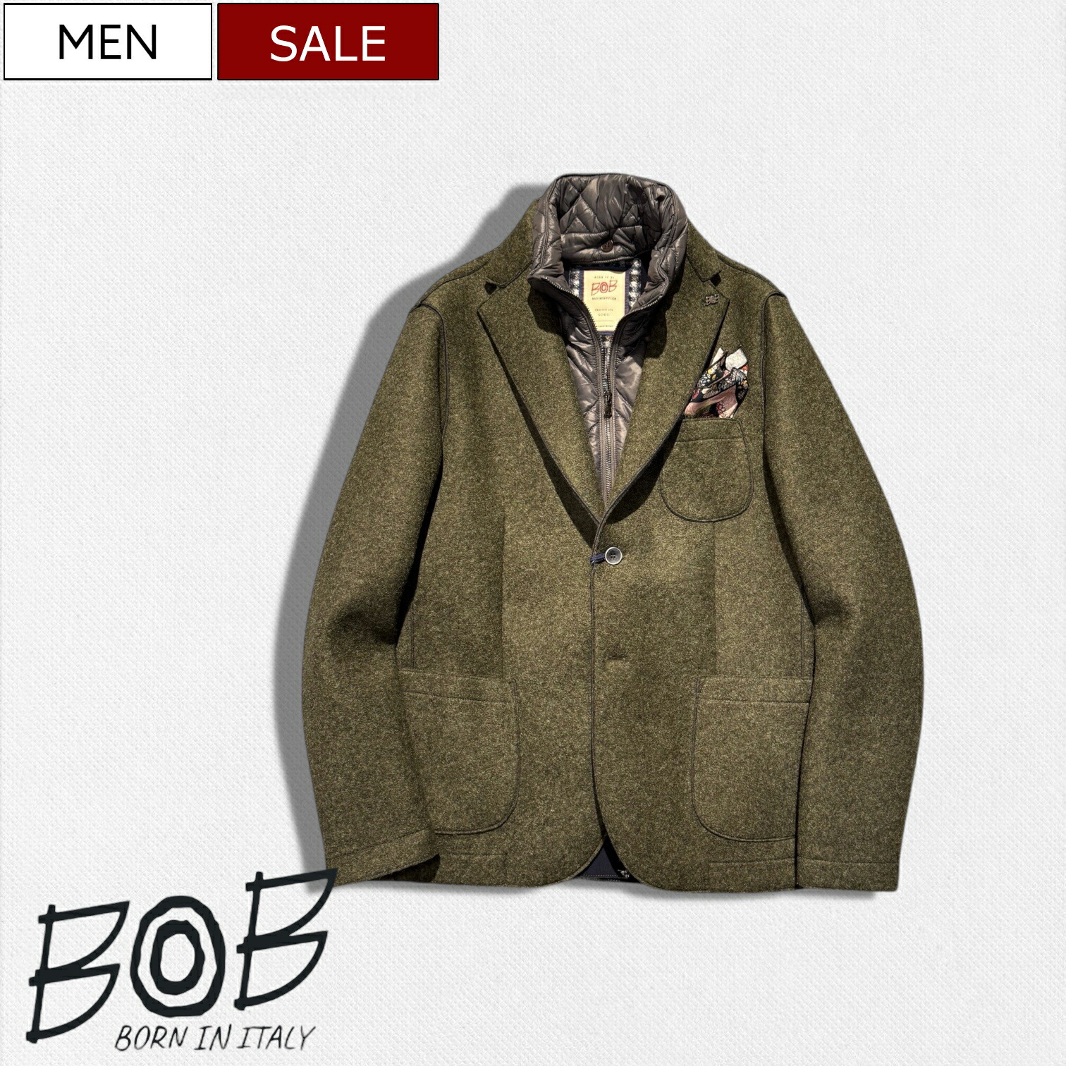 【新品未使用】BOB ボブ　ウール混ボンディングジャケット テーラードジャケット 楽天市場】ボブ BOB ジャケット メンズ 秋冬 オシャレ カジュアル