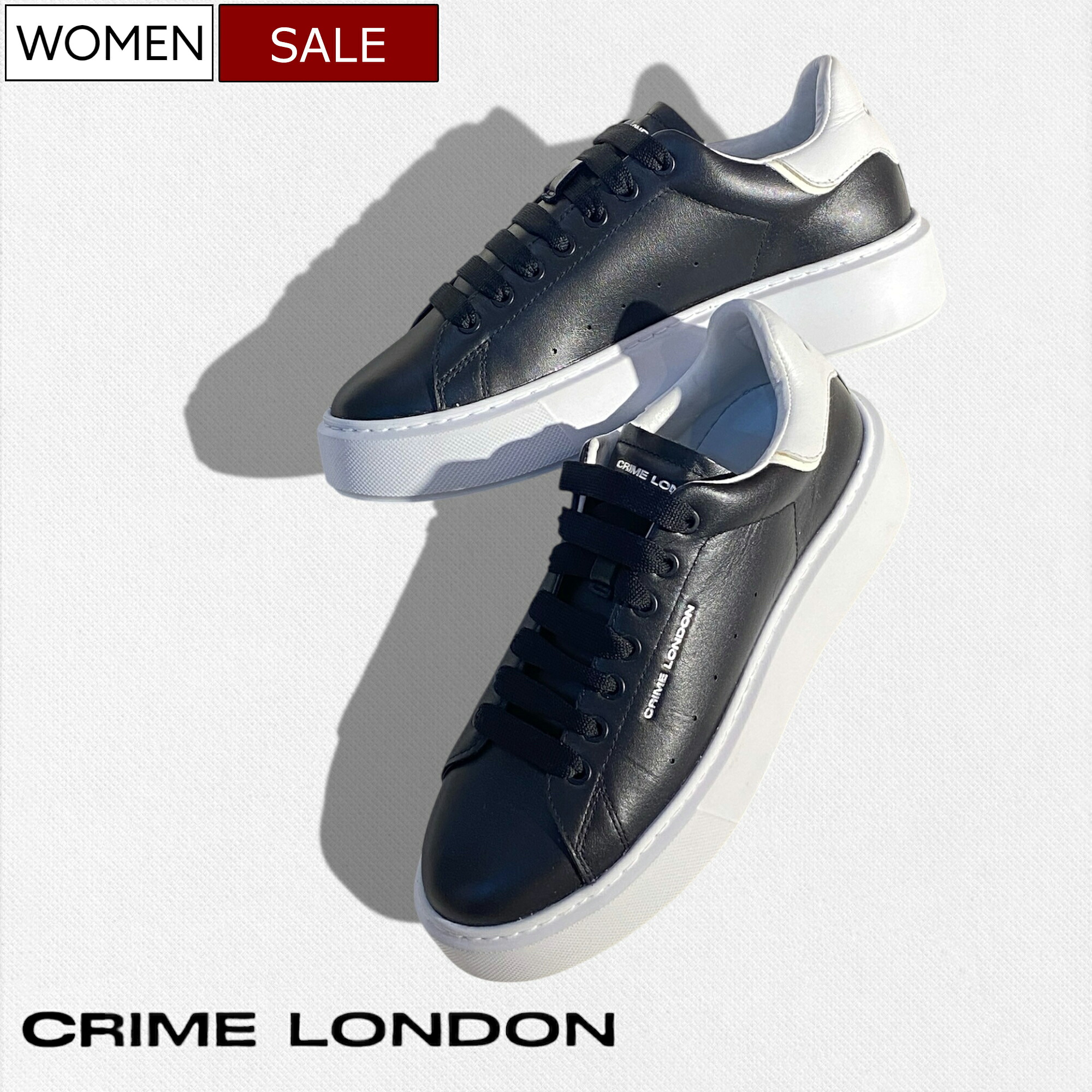 【定価39,600円(税込)】CRIME LONDON クライムロンドン ラグジュアリーでヌケ感溢れる足元を演出♪ベーシックながらトレンドを意識したロゴ入りレザーコンビネーションスニーカー 靴 シューズ スリッポン CRIME ELEVATE ブラック 322192564022 レディース