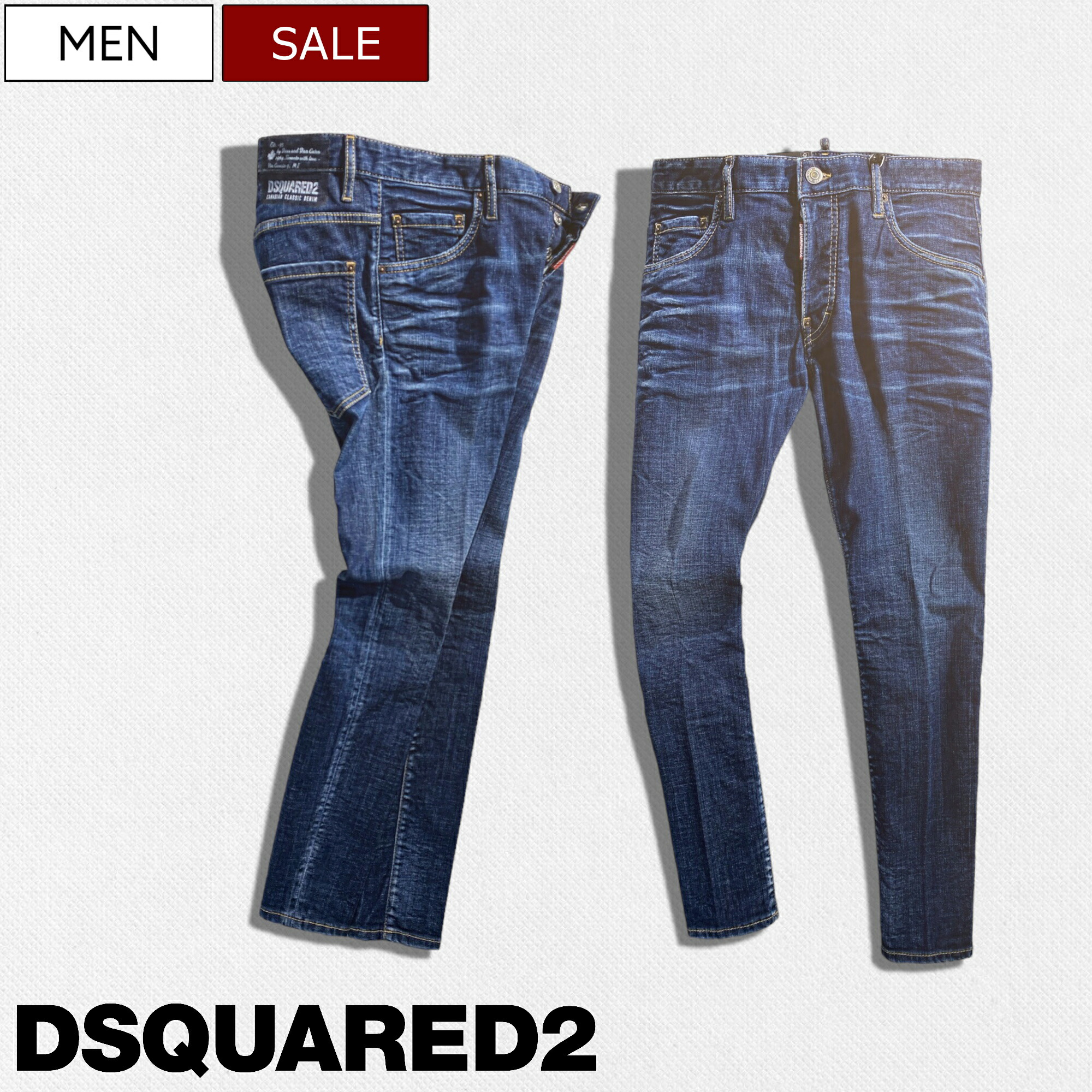 【楽天市場】【定価119,900円(税込)】DSQUARED2 ディースクエアード ドジャースパロディパッチが遊びココロ擽る！ダメージ ＆ウォッシュ加工テーパードデニムパンツ《SKATER JEAN -スケータージーン-》 インディゴブルー ストレッチ ベースボール ...