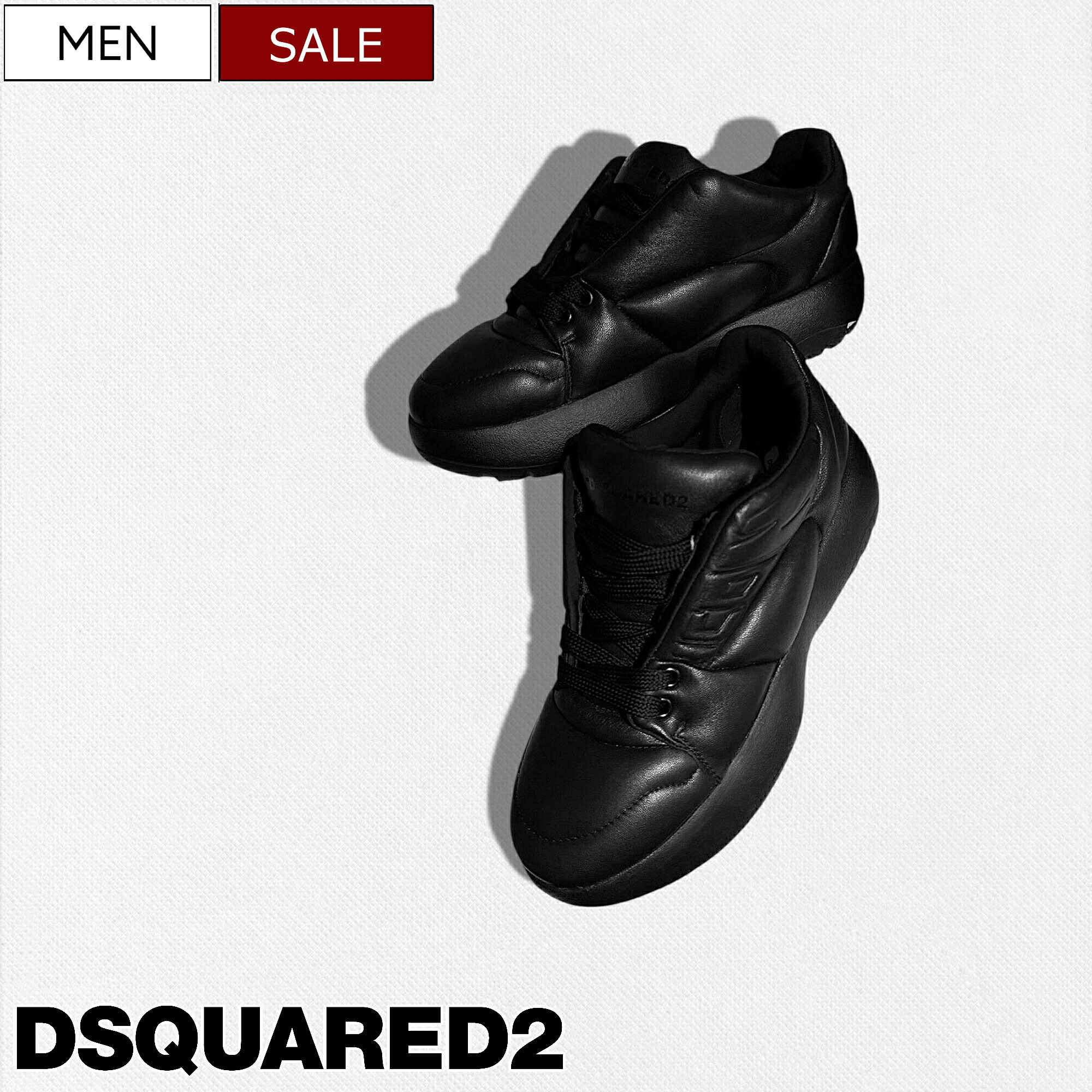 【定価93,500円(税込)】DSQUARED2 ディースクエアード ラグジュアリーな大人カジュアルを演出！履くだけで差がつく美しいゴート＆カーフレザーとコンビ ICONパファーレザースニーカー パテッド Generation Puffer Sneakers シューズ 靴 ブラック SNM0420189083502124 メンズ