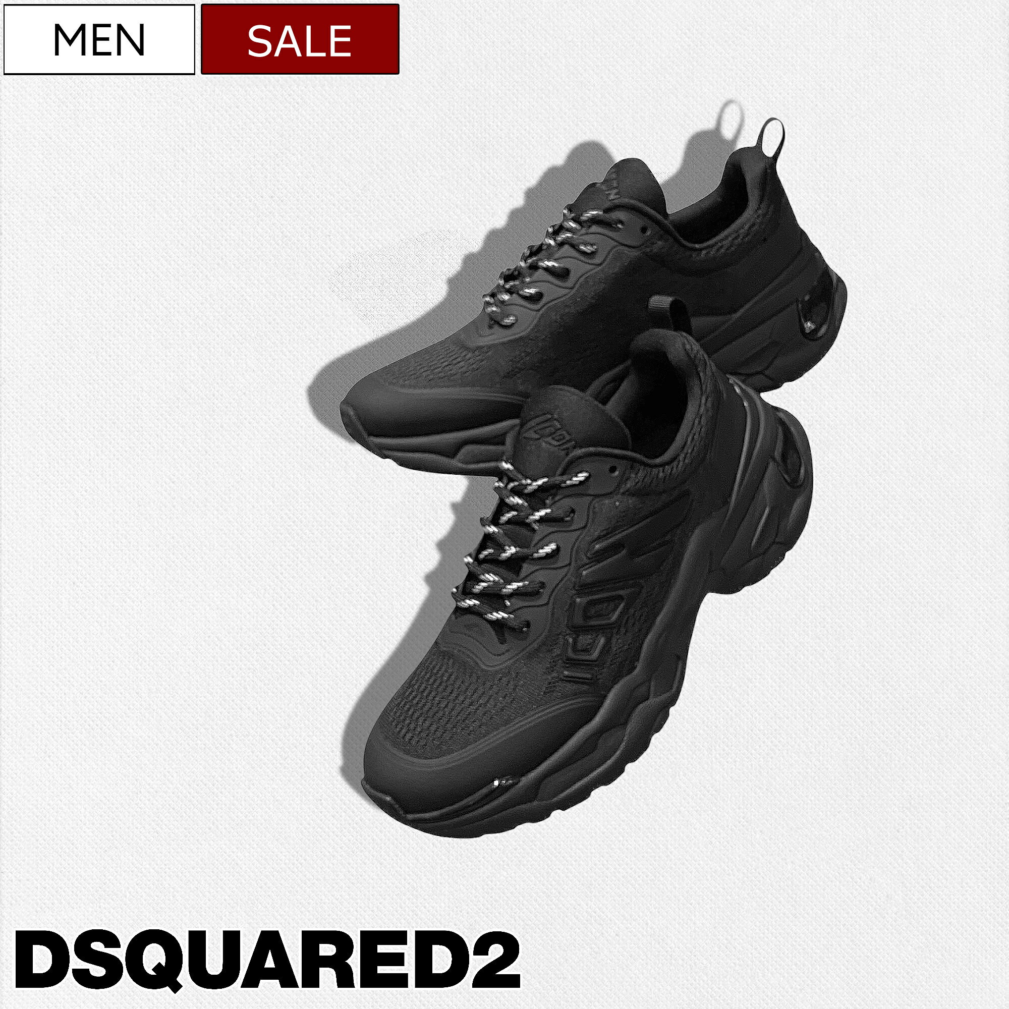 【定価97,900円(税込)】DSQUARED2 ディースクエアード 都会的でスポーティなボディとヤンチャな極厚ソールで脚長効果も抜群！ニット素材使用で圧倒的な履き心地 ICONニットスニーカー ICONロゴ FASTER SNEAKERS シューズ 靴 ブラック SNM045059203115 2124 メンズ