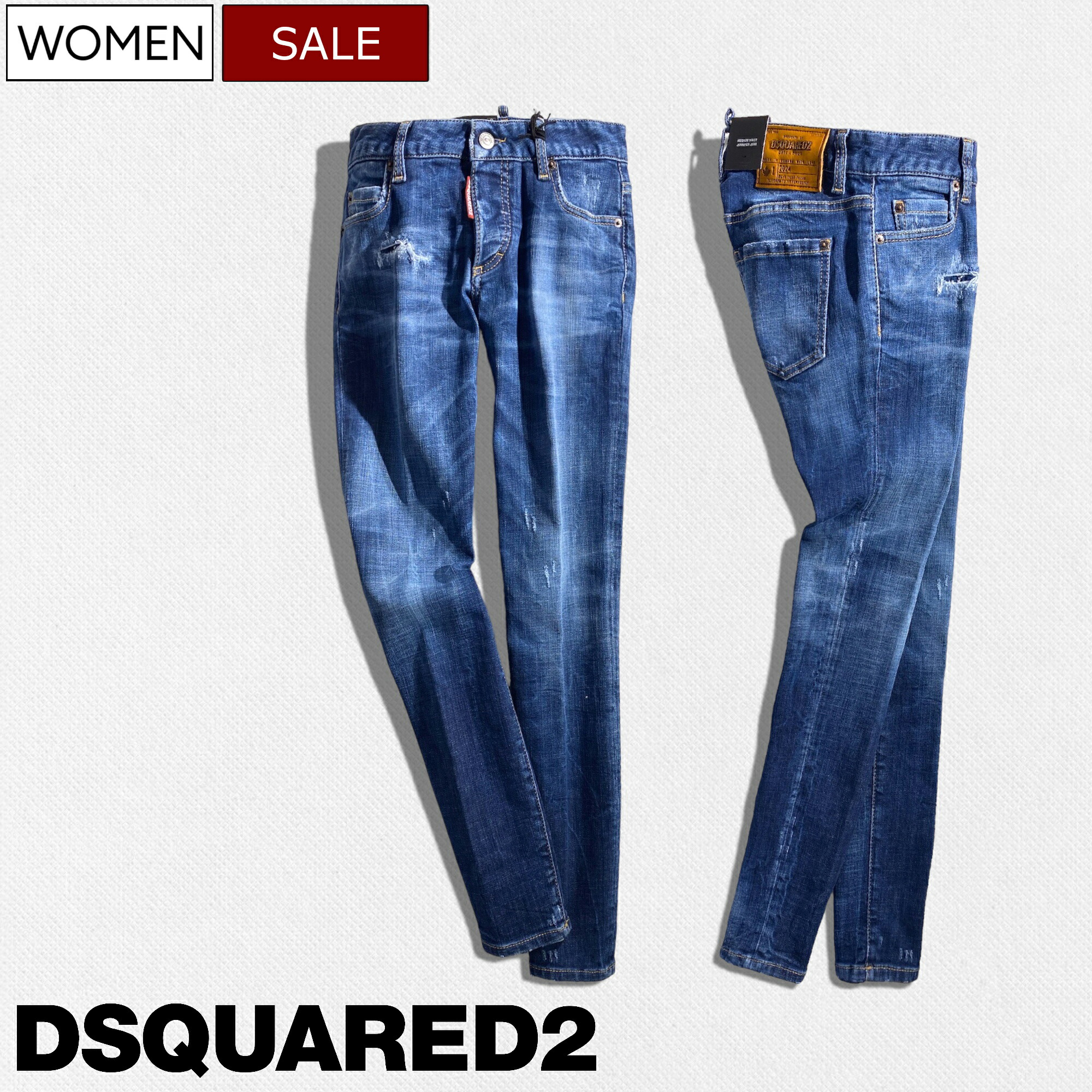 楽天市場】【定価100,100円(税込)】DSQUARED2 ディースクエアード  職人技が随所に光るラフな１本♪美脚シルエットで大人の色香を纏うスプラッシュペイント加工ストレッチデニムパンツ ジーンズ 《SKATER JEAN - スケータージーン-》インディゴ S74LB1274 メンズ イタリア製 ...