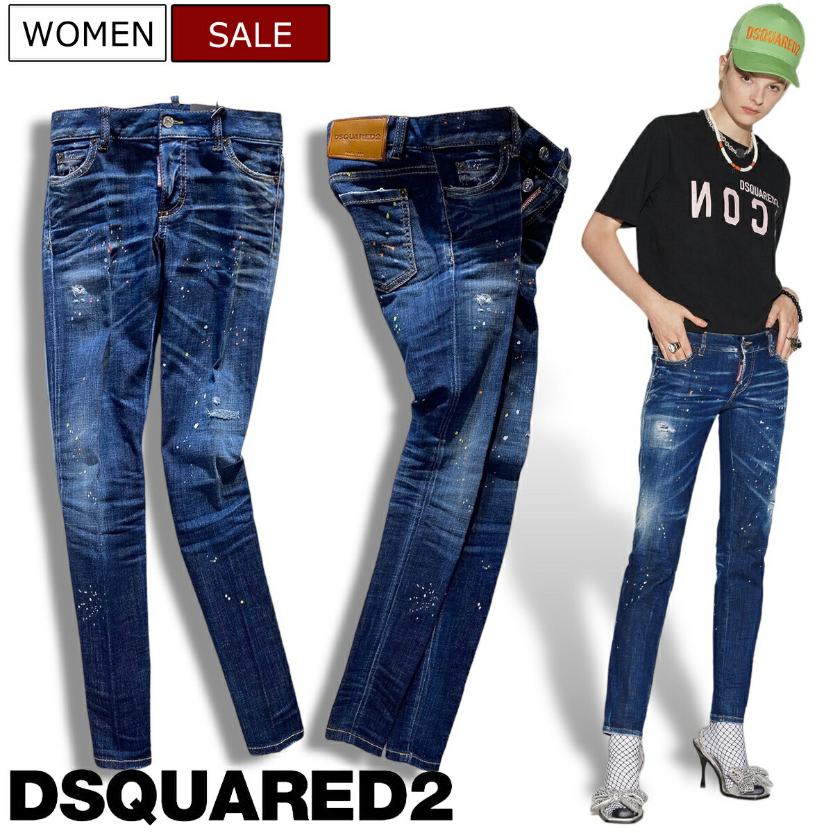 デニム・ジーパン Dsquared2 Cropped Jeans DSQUARED2 Jeans Cool Girl Blue Cotton Mid Waist Cropped