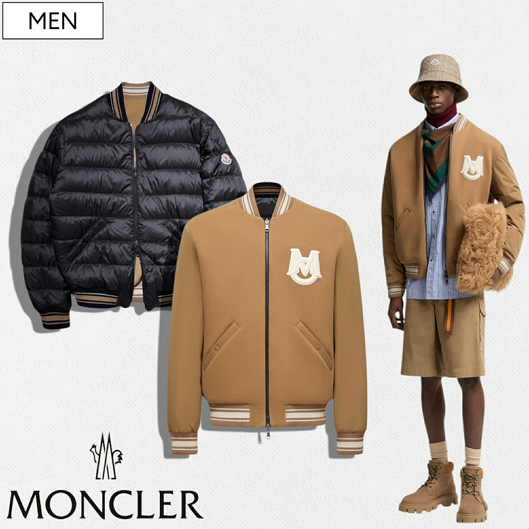 【定価331,100円(税込)】MONCLER モンクレール 大人のラグジュアリーカジュアルを演出する！リバーシブルでお使い頂ける 2WAY Vennesボンバージャケット スタジャン ダウン ブルゾン VENNES BOMBER バーシティ 国内正規品/モンクレールジャパン K20911A00105M7510 メンズ