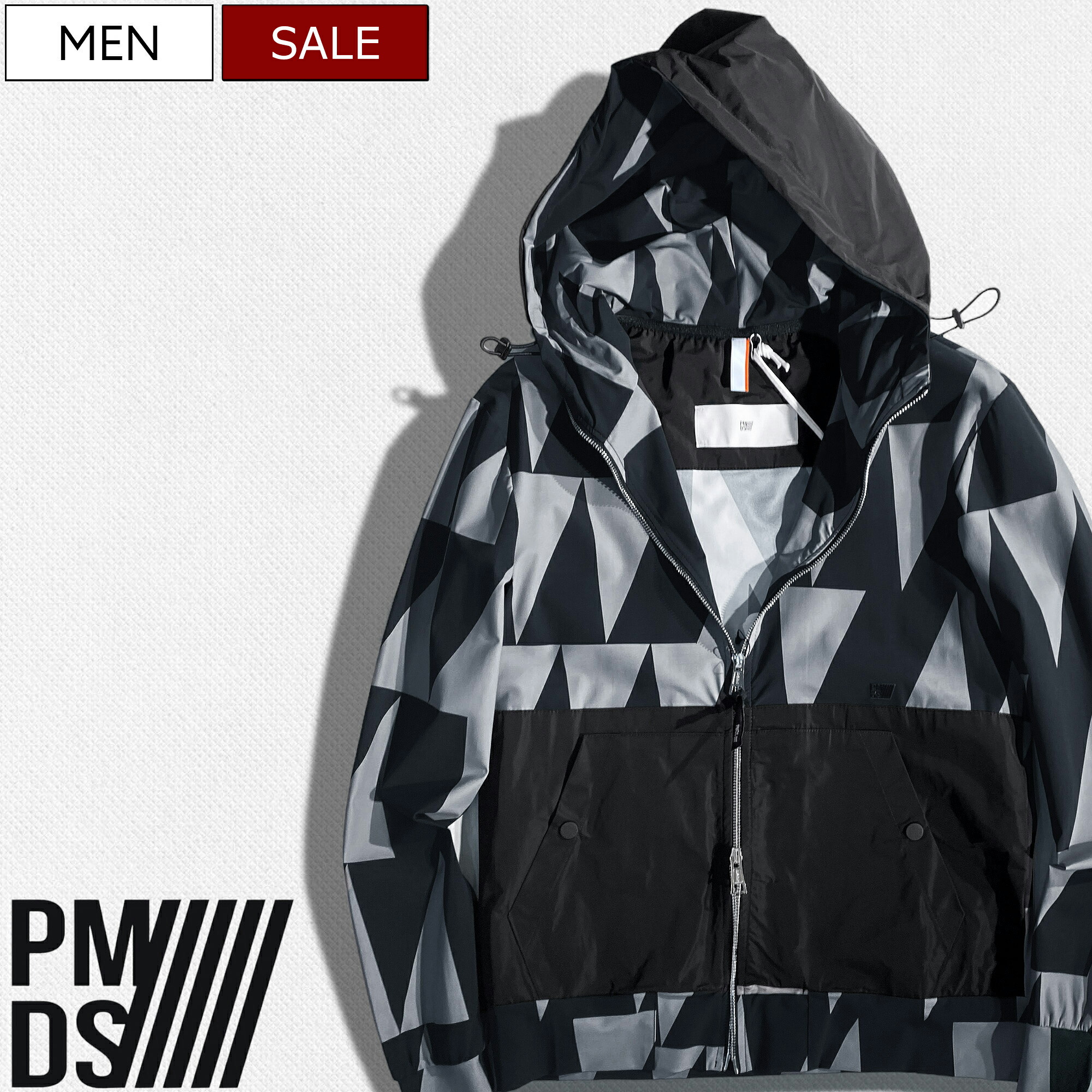 【定価47,300円(税込)】PREMIUM MOOD DENIM SUPERIOR -PMDS-ピーエムディーエス カルビコ社のハイパーストレッチ地を用いたジオメトリック柄をアップデート♪ダブルジップアップナイロンパーカー ドッキングジャージー セットアップ 410591164016 伊製 P.M.D.S.メンズ z9 pm6 16,060円