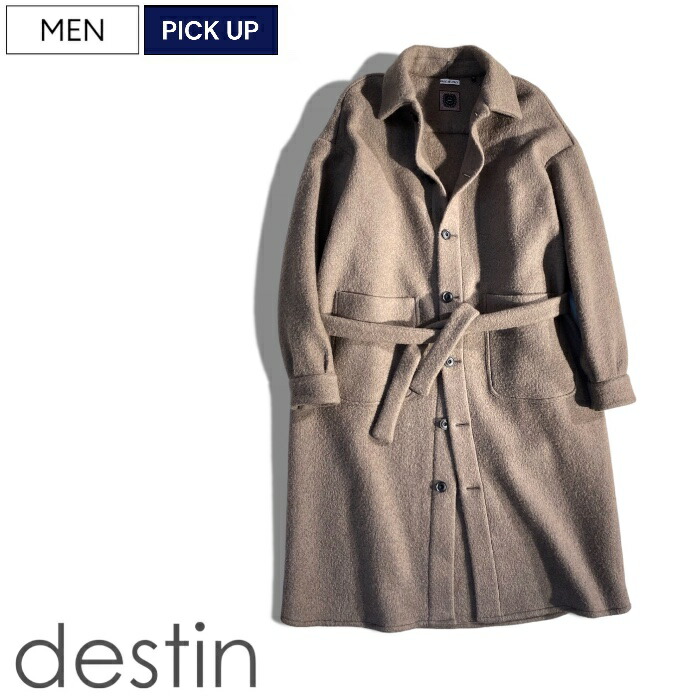 【定価99,000円(税込)】destin デスティン 空気を纏ったようなふんわり軽く上質素材が生み出す極上な着心地がクセになる１枚！バンダナ付きウールシャツコート ジャケット アウター ガウン モカ ブラウン liaduo lia-duo-m-A23 dei162liaduoC 伊製 イタリア メンズ｜Studio Route134