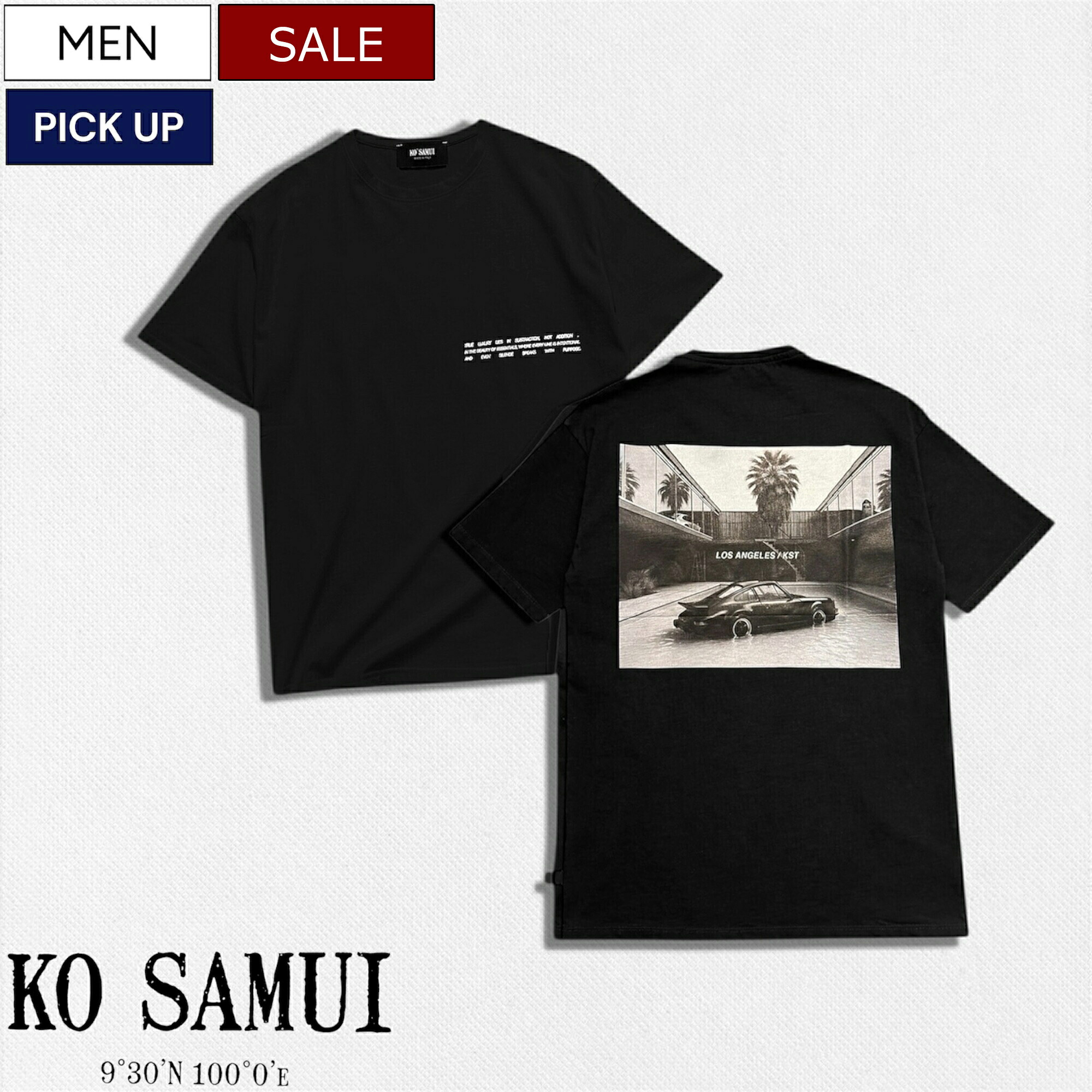 【定価15,400円(税込)】Ko Samui Tailors -コ・サムイ - 語る背中と引き算の美学！日常をドラマティックに裏切る大人のためのクルーネック Tシャツ ティシャツ ティーシャツ カットソー 半袖 フォトグラフィック ブラック KMTO-S801 イタリア製 メンズ｜Studio Route134