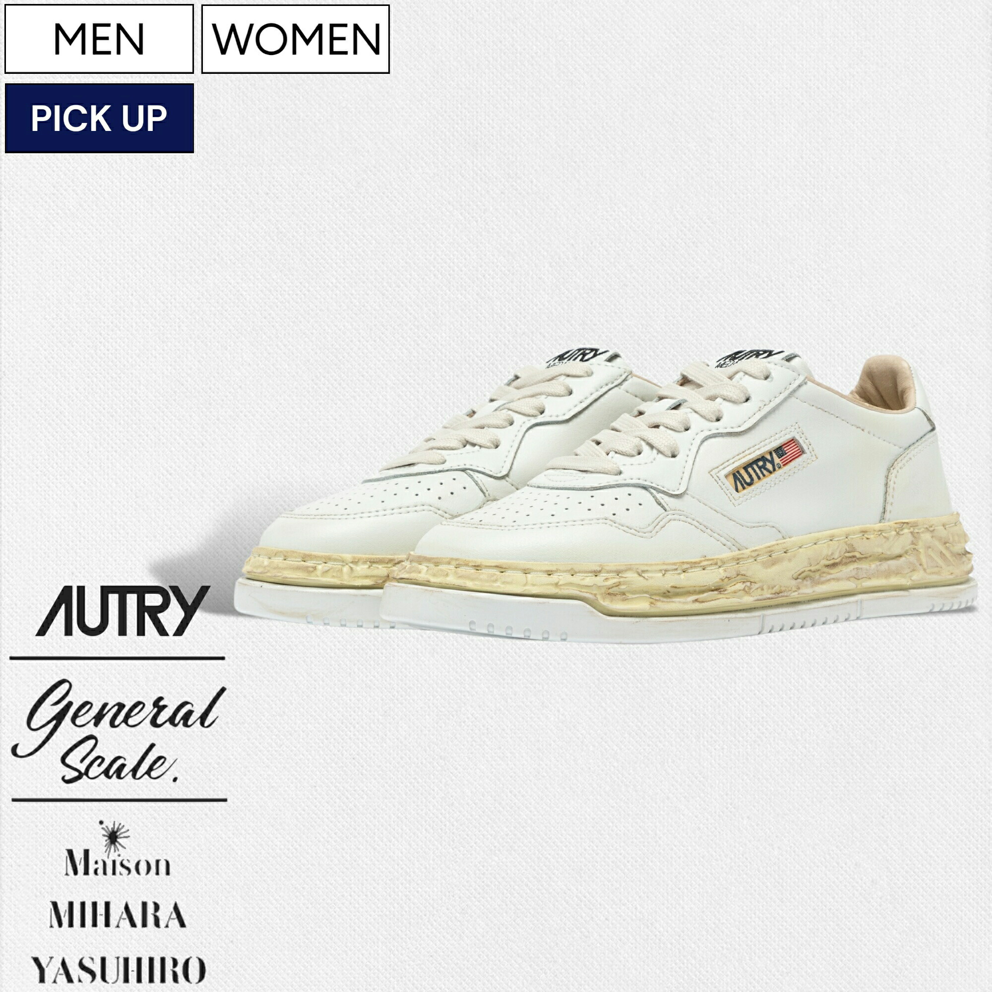 【定価55,000円(税込)】AUTRY × Maison MIHARA YASUHIRO オートリー メゾン ミハラヤスヒロ コラボ MEDALIST をベースにした サスティナブルな ローカットスニーカー 靴 シューズ General Scale ホワイト メンズ レディース A1UNAVLMMMY1 A1UNAVLWMMY1 MMY299AVLWMMY1