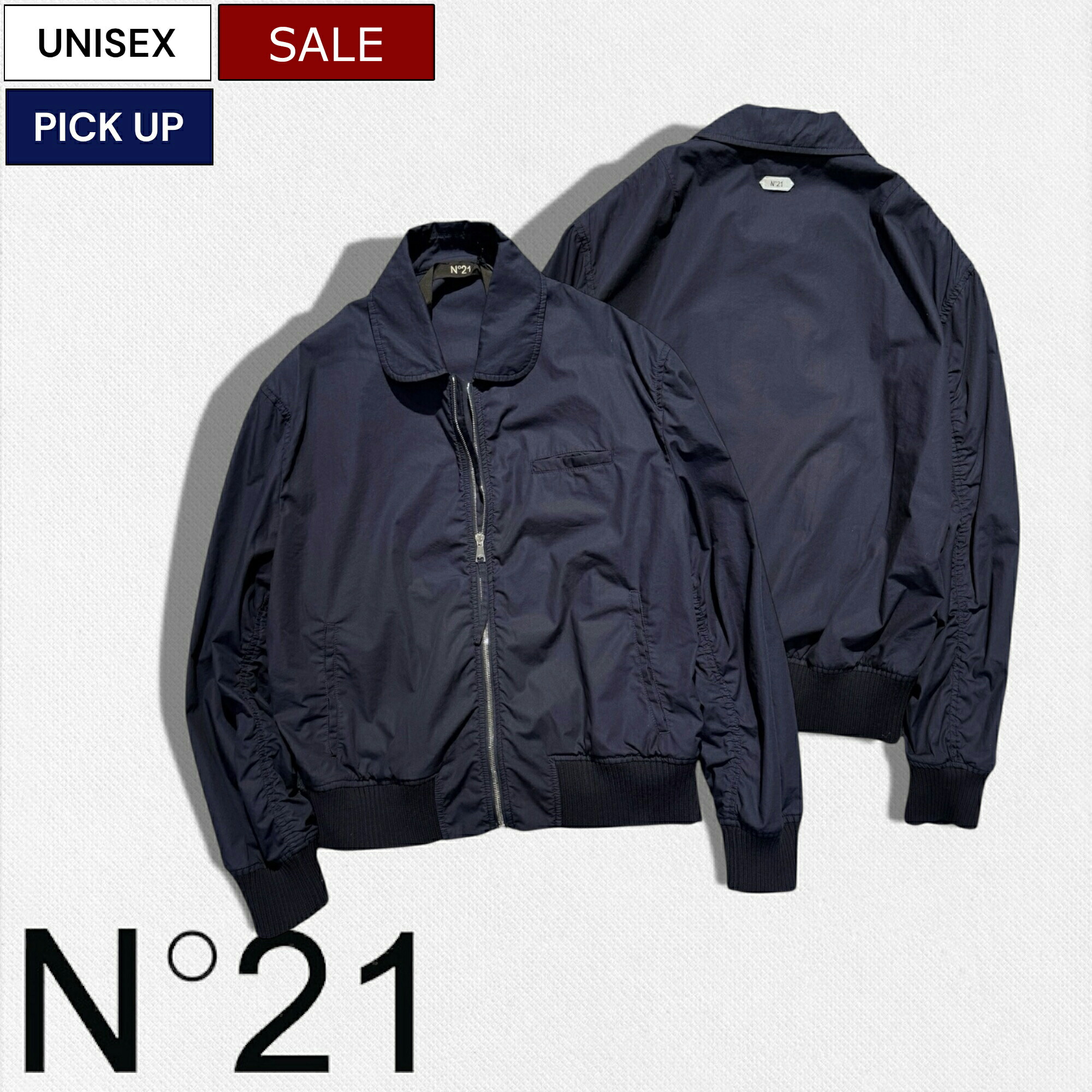 【定価121,000円(税込)】N&deg;21　-ヌメロ ヴェントゥーノ- 上質コットン素材が生み出す極上な着心地がクセになる１枚！大人の休日にリラクシーな雰囲気をプラスするコットンボンバージャケット フライト ブルゾン アウター ダークネイビー 26SU-O051-0187 00510187 メンズ N21｜Studio Route134